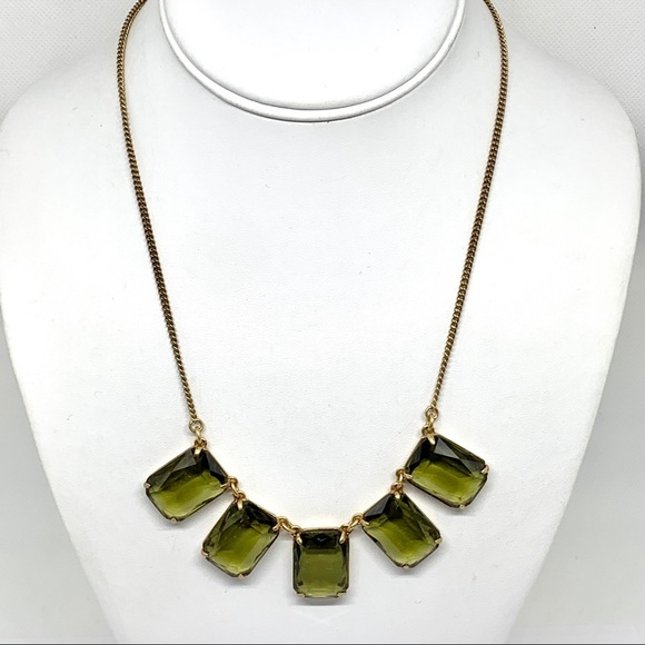 J. Crew Olive Green Crystal Necklace - Picture 1 of 3